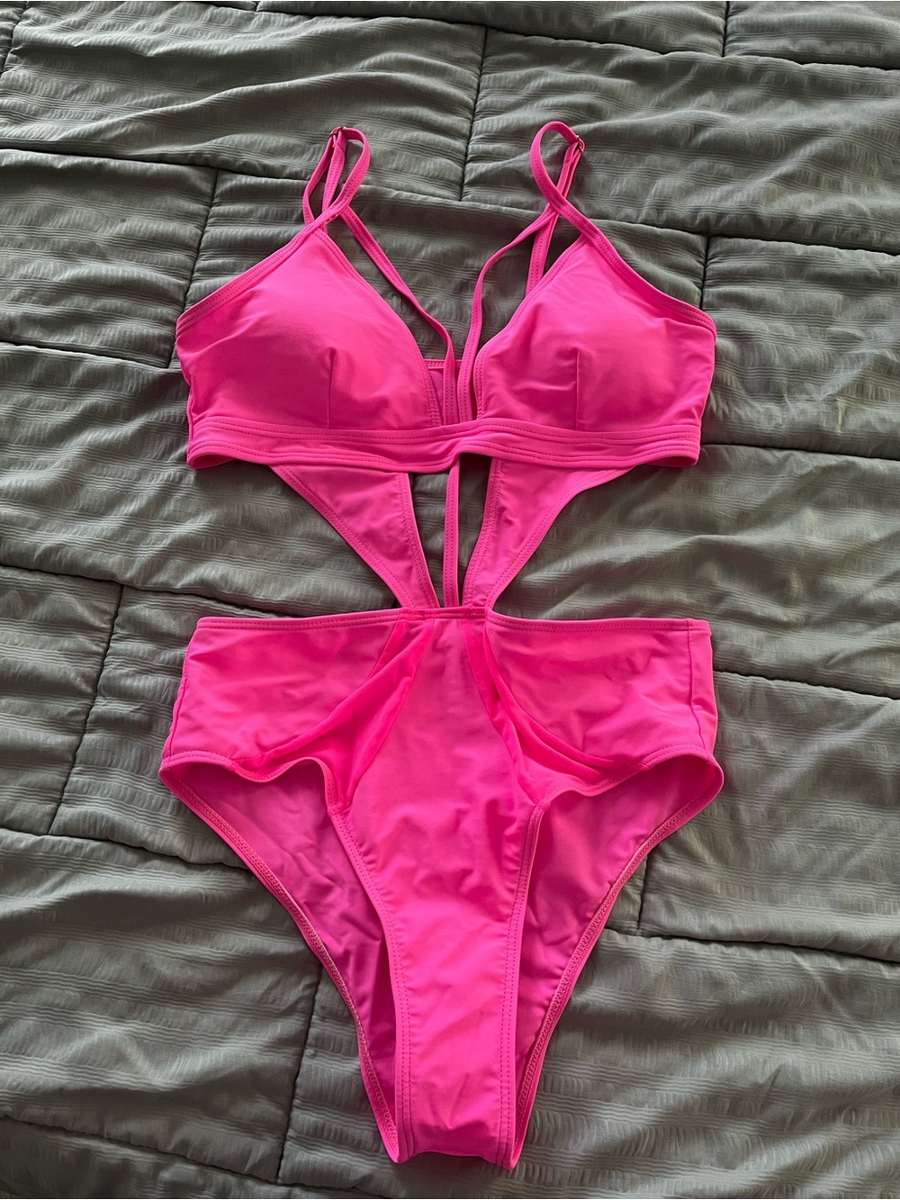 Hot Pink Cutout One-Piece Swimsuit